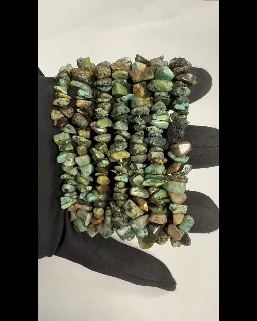 Natural African turquoise bracelet chips 5-8mm 18cm