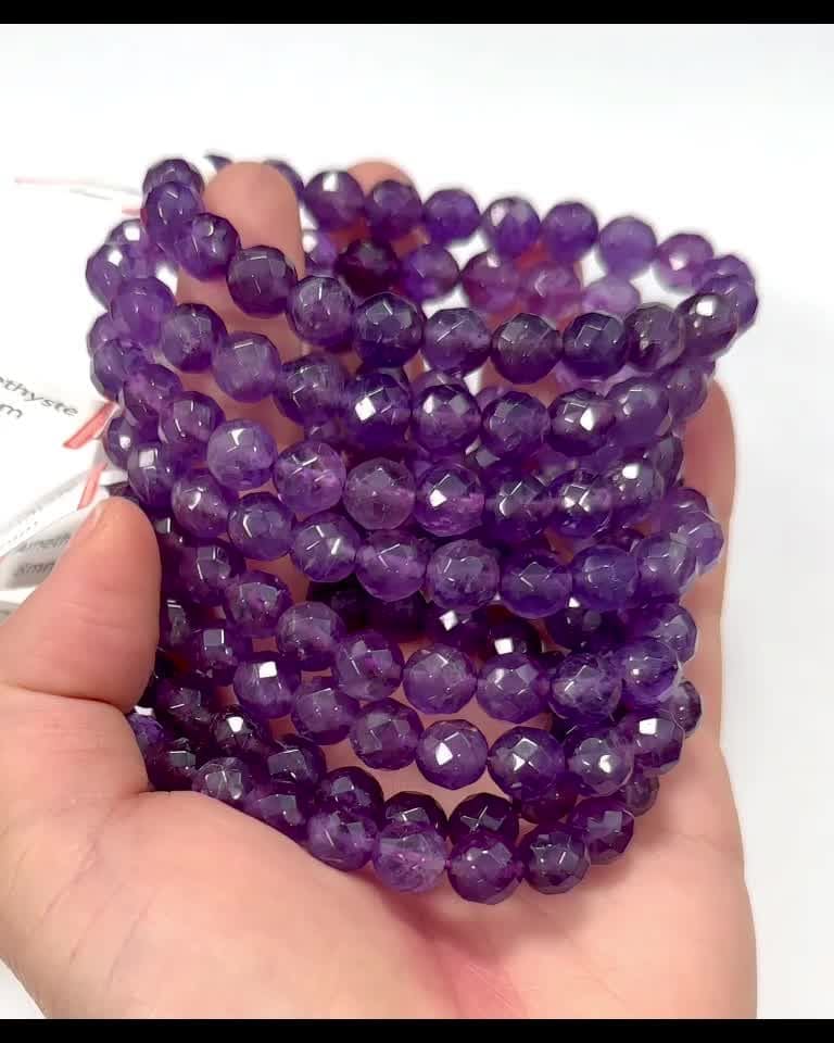 Faceted Amethyst Bracelet AA beads 8mm