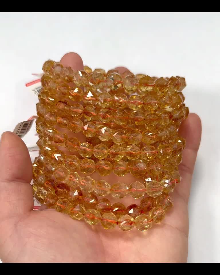 Faceted Heated Citrine Bracelet AAA beads 7.5-8.5mm