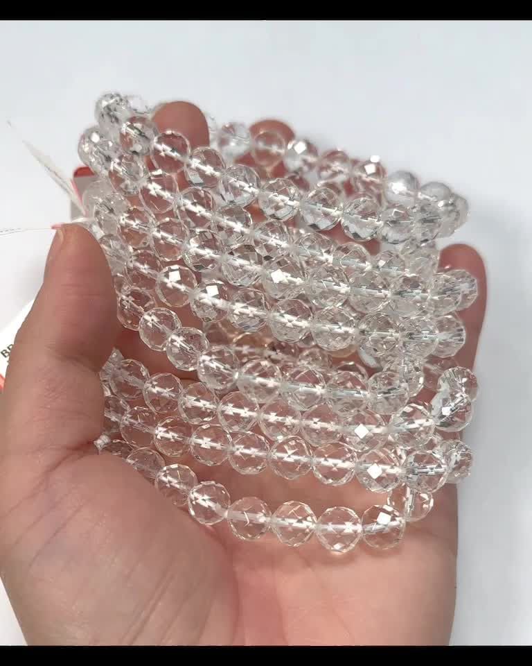 Faceted Rock Crystal bracelet AA beads 8mm