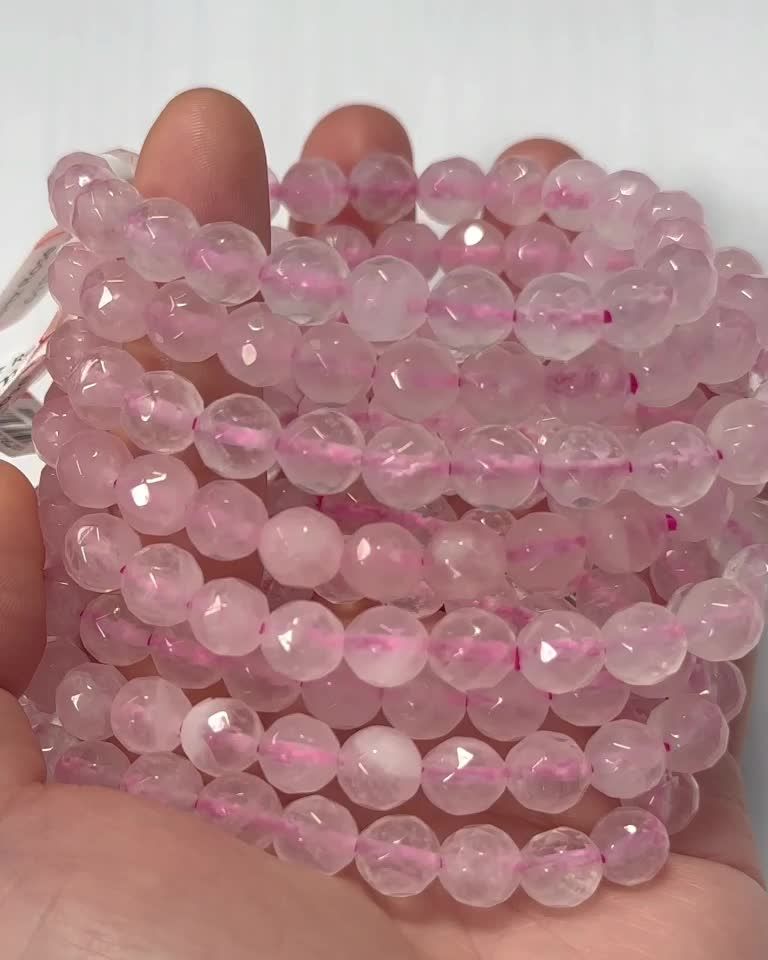 Bracelet Rose Quartz Faceted A pearls 8mm