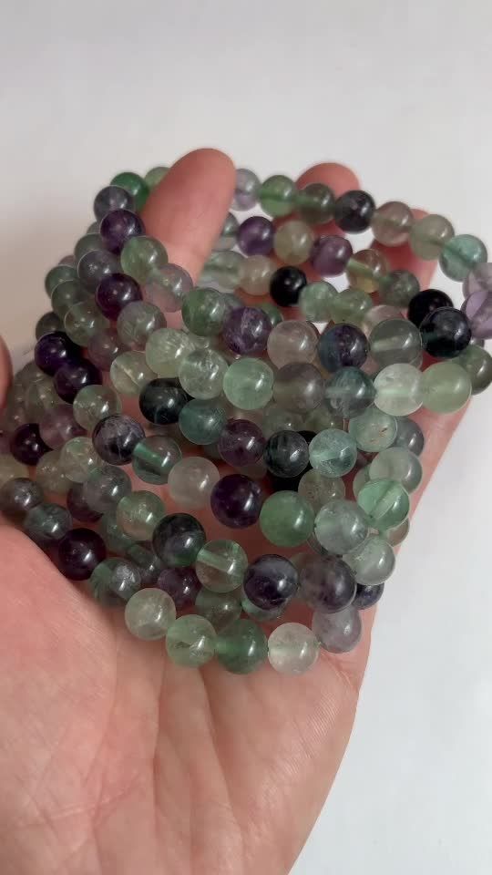 Multicolored Fluorite bracelet beads 8-9mm