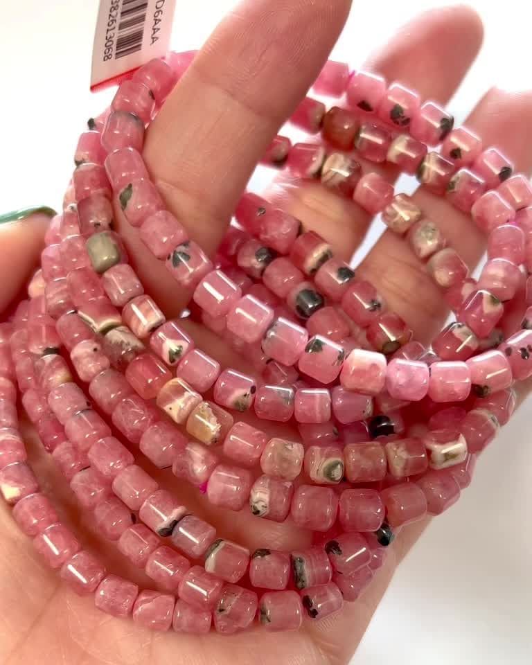 Argentinian Rhodochrosite AAA bracelet barrel beads 5-6mm