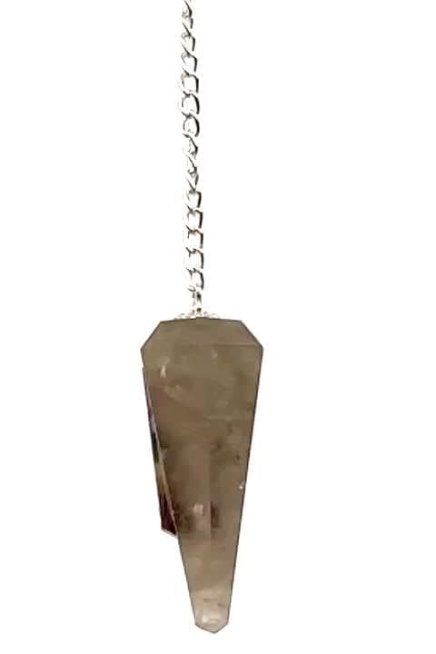 Pendulum crystal smoked & Seven Chakras conical 6 faces