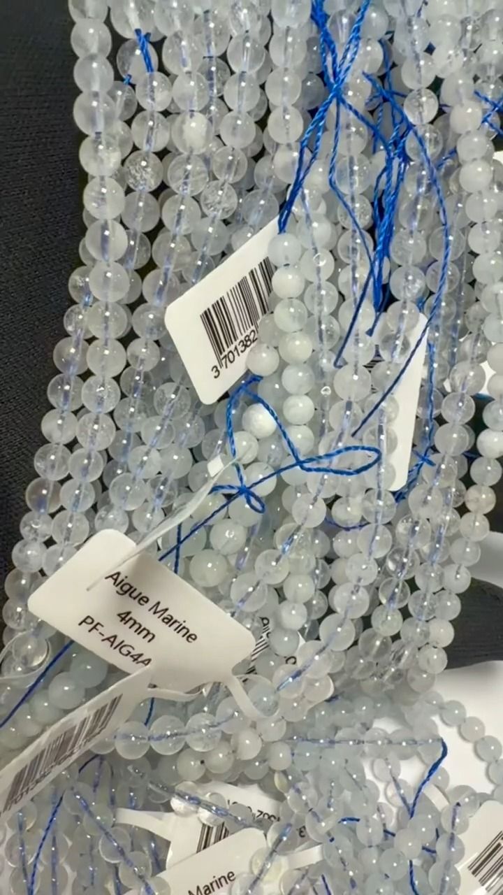 Aquamarine Round Beads Strand A 4-5mm