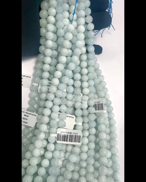 Aquamarine 6mm pearls on string