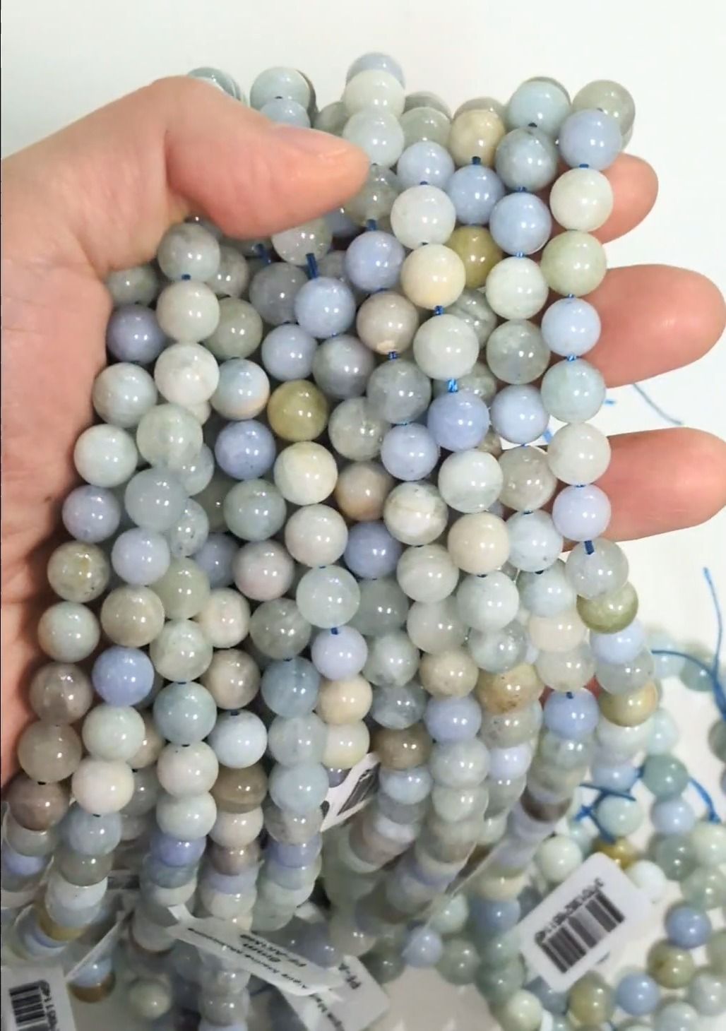 Multicolored Aquamarine beads 8-9mm on 40cm thread