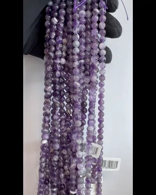 Tapered Amethyst A 6mm pearls on string