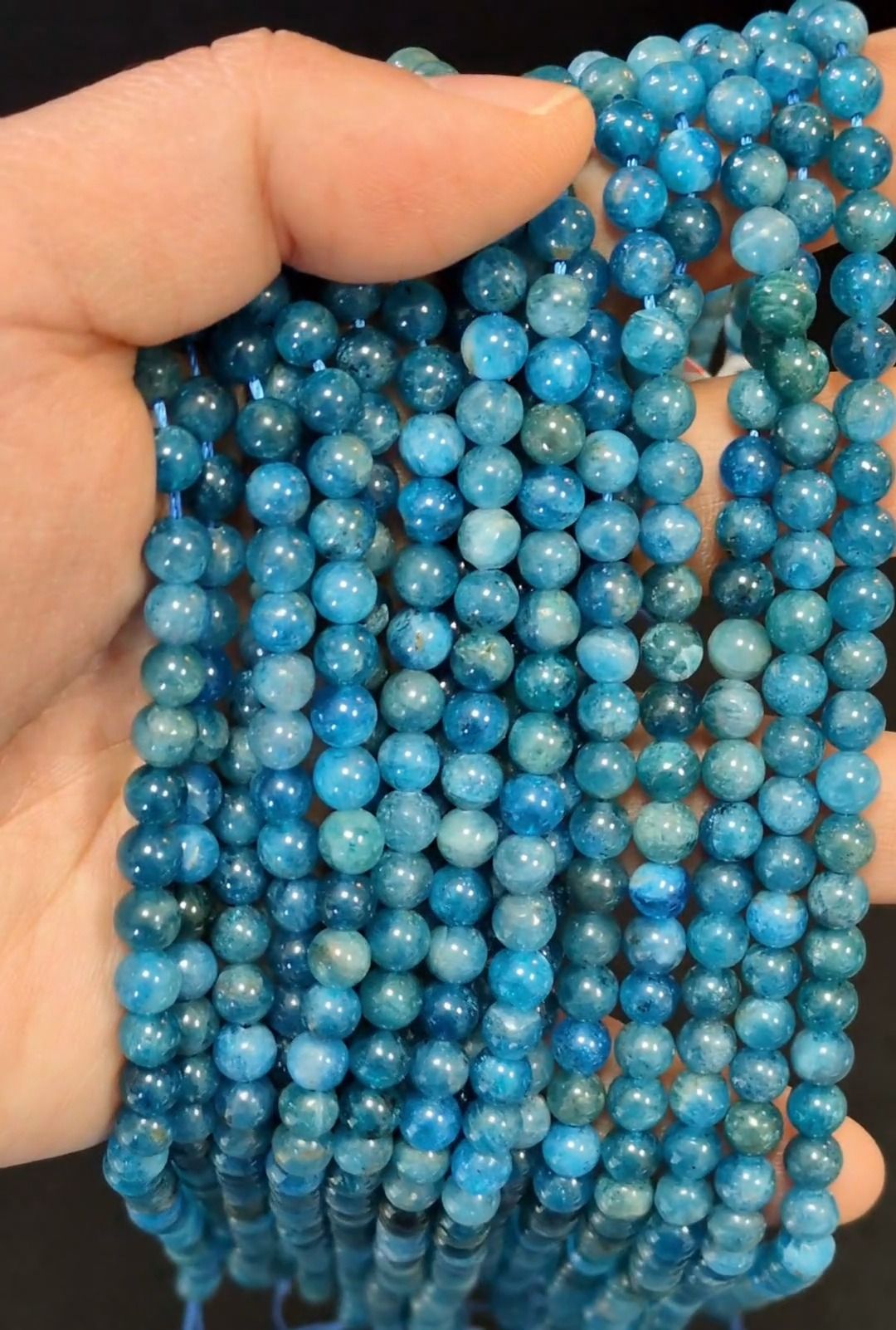 Blue Apatite A+ beads 5.5mm on 40cm thread
