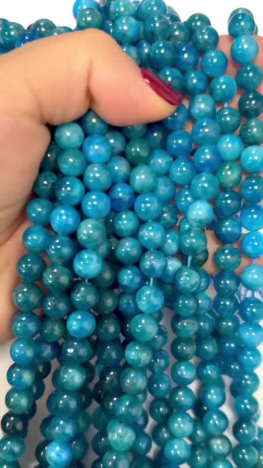 Blue Apatite AA+ 8mm pearls on string