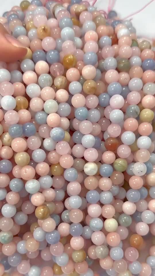 Beryls Aquamarine & Morganite A 7-8mm pearls on string