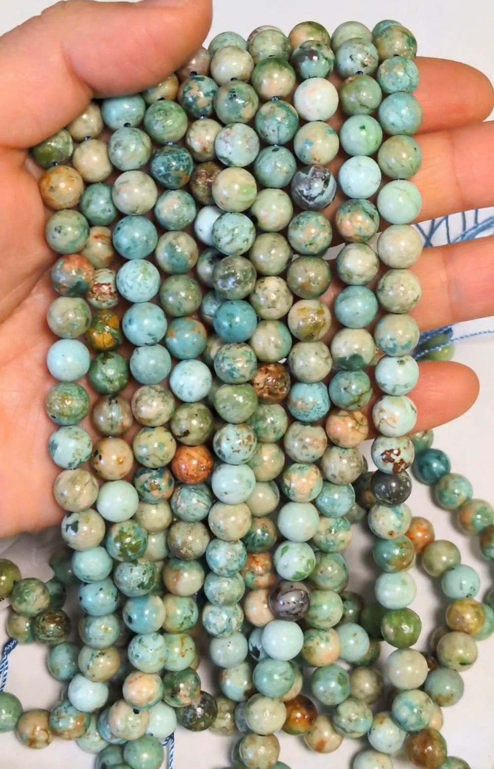 Chrysocolla beads, 8mm, on a 40cm thread