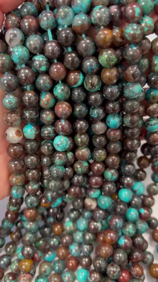 Chrysocolle from the Congo AA 8mm pearls on string