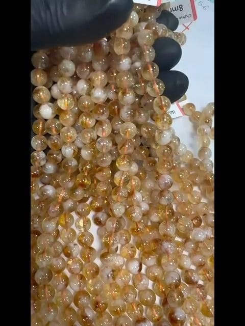 Heated Citrine A pearls 8-9mm on a 40cm thread