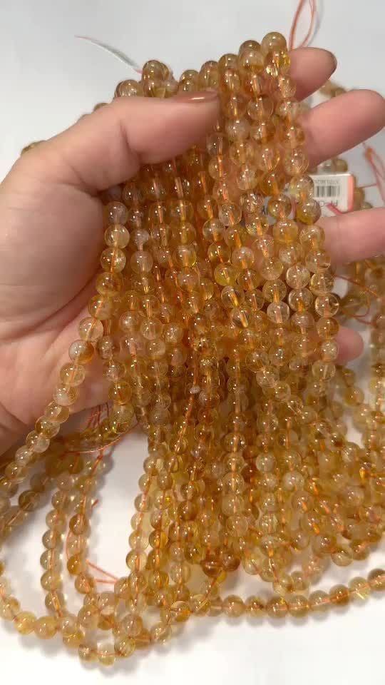 Heated Citrine AA beads 6.5-7.5mm on a 40cm string