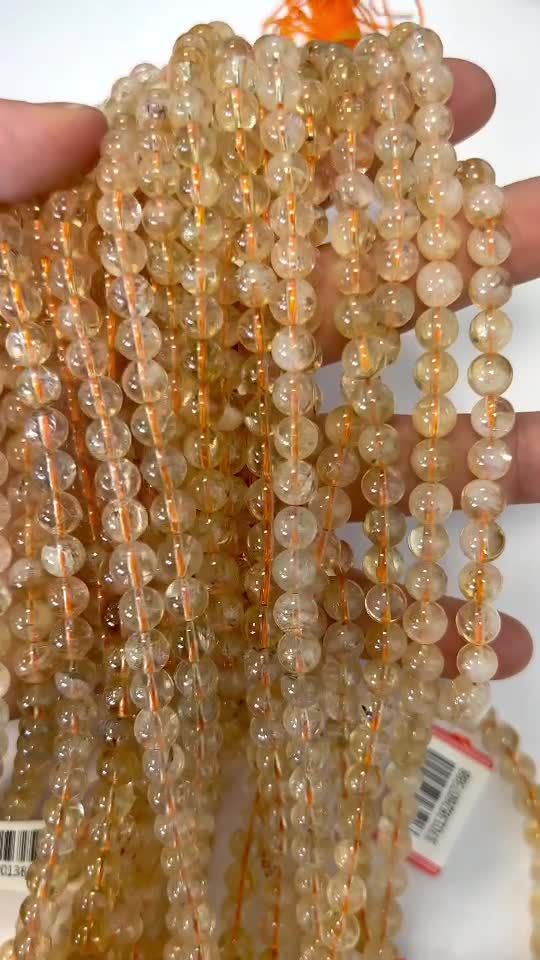 Natural Citrine 6mm pearls on string