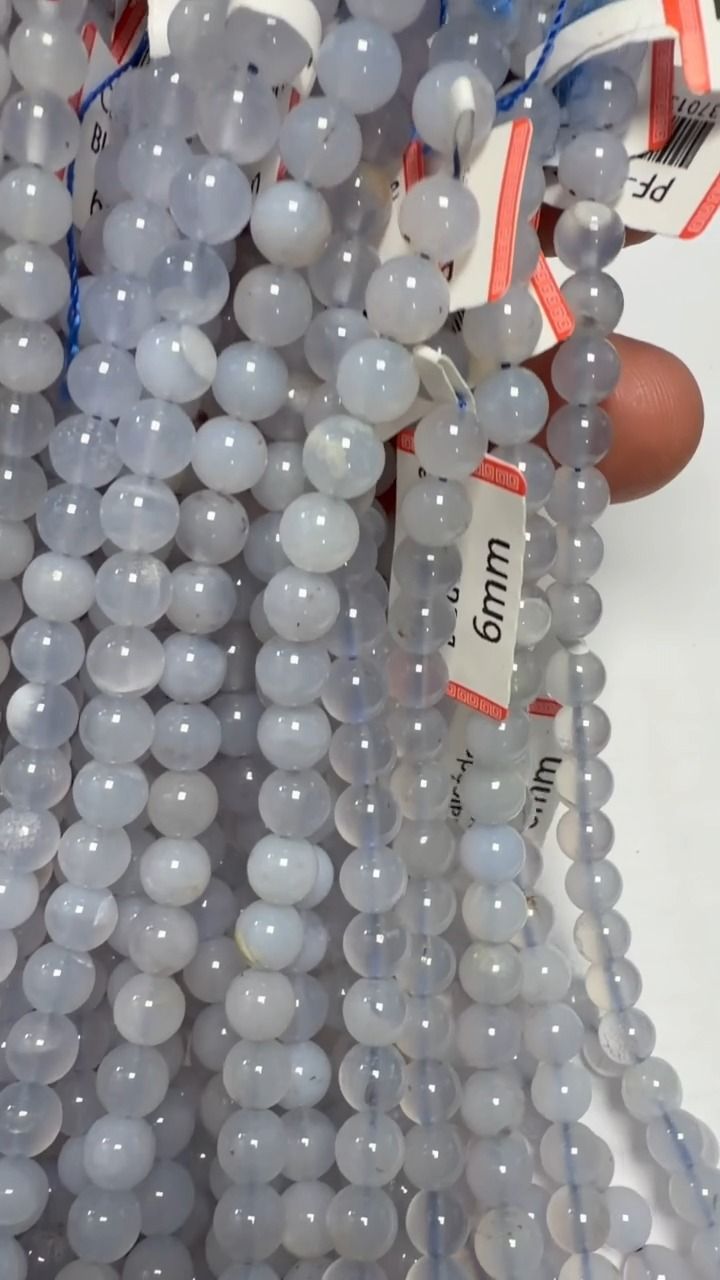 Blue Chalcedony Round Beads Strand A 6-7mm