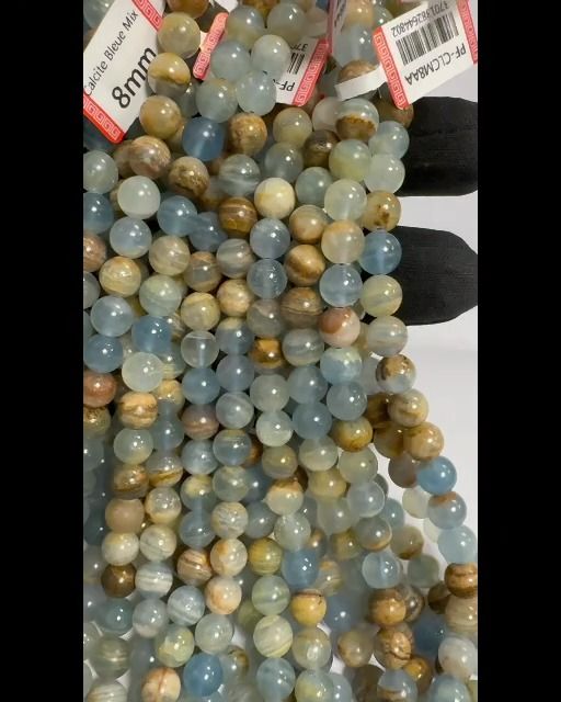 Blue Calcite Mix AA 7-8mm on 40cm wire