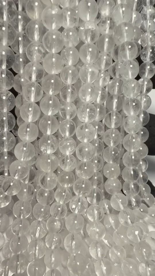 Rock Crystal A Round Beads on Strand 8mm