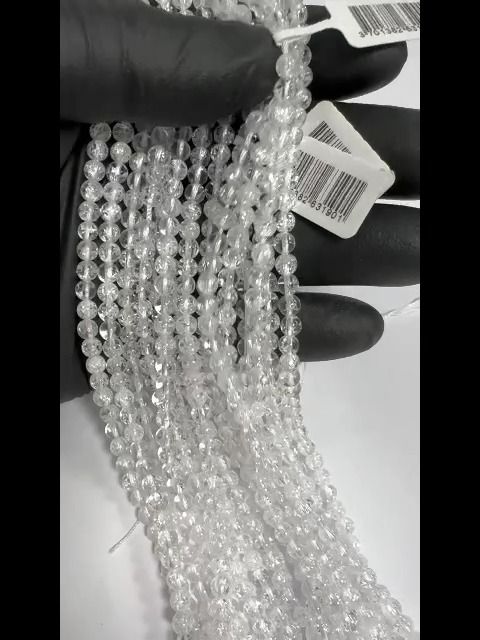 Rock Crystal Crack A 4mm pearls on string