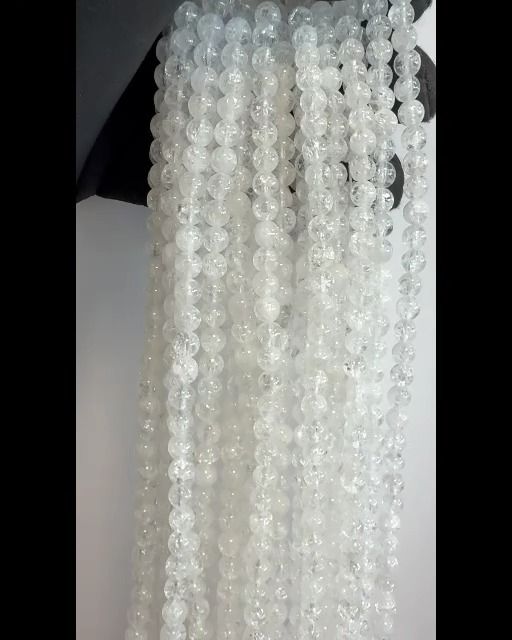 Rock Crystal Crack A 6mm pearls on string