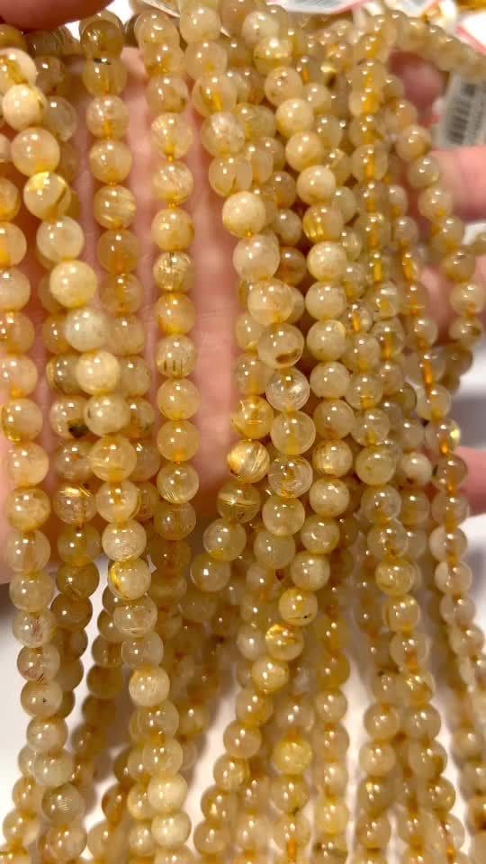 Rutile Rock Crystal A+ beads 6mm on 40cm wire