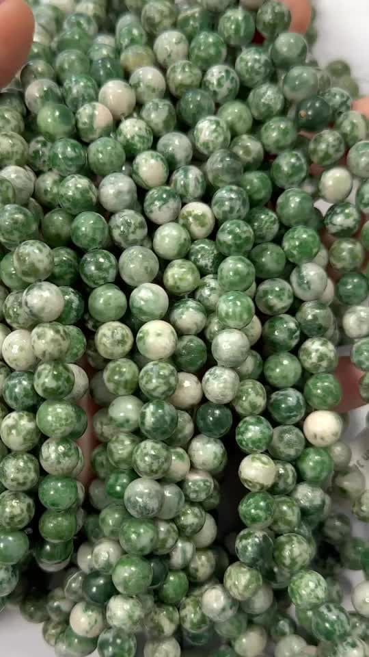 Green jade A 8mm pearls on string