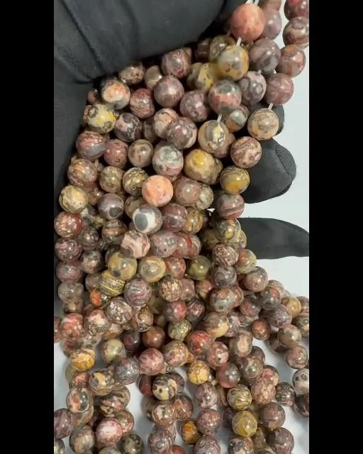 Leopard Orbicular Jasper beads 8mm on 40cm wire