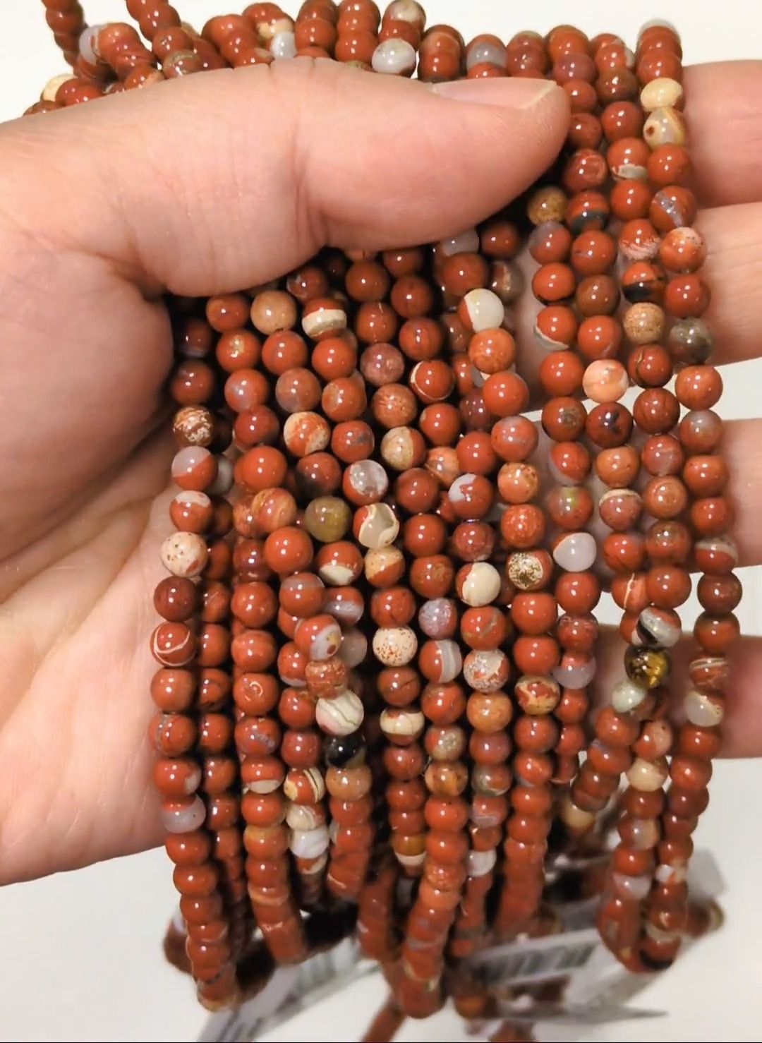 Red Jasper AB 4mm pearls on string