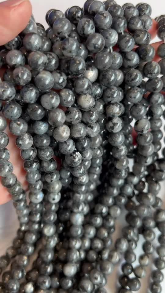 Larvikite 8mm pearls on string