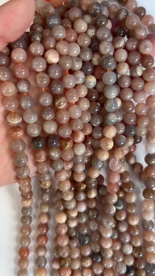 Dark multicolor Adular Moon stone A 8mm pearls on string