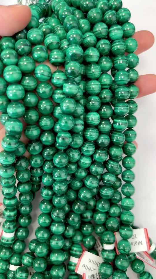 Malachite AA 10mm pearls on string