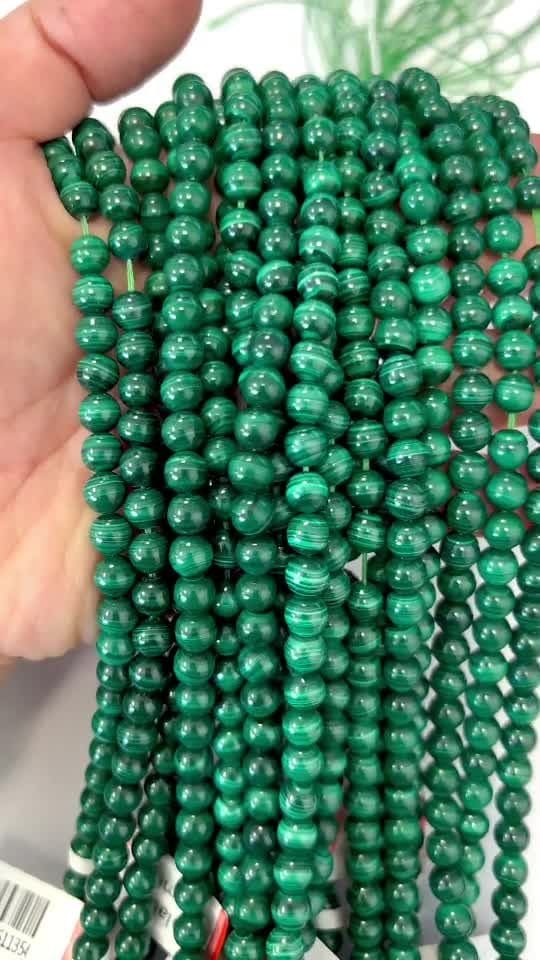 Malachite AAA 6mm pearls on string