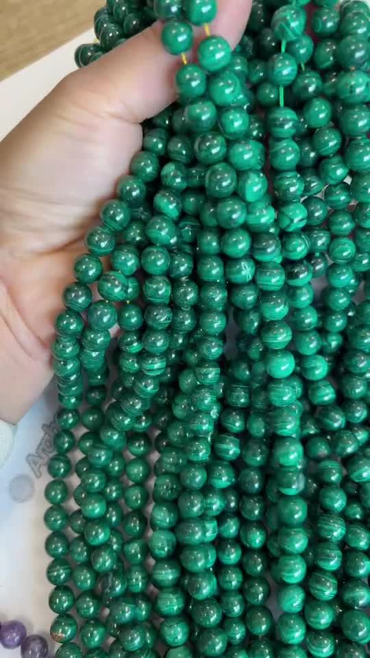 Dark Malachite AA beads 7-8mm on 40cm string