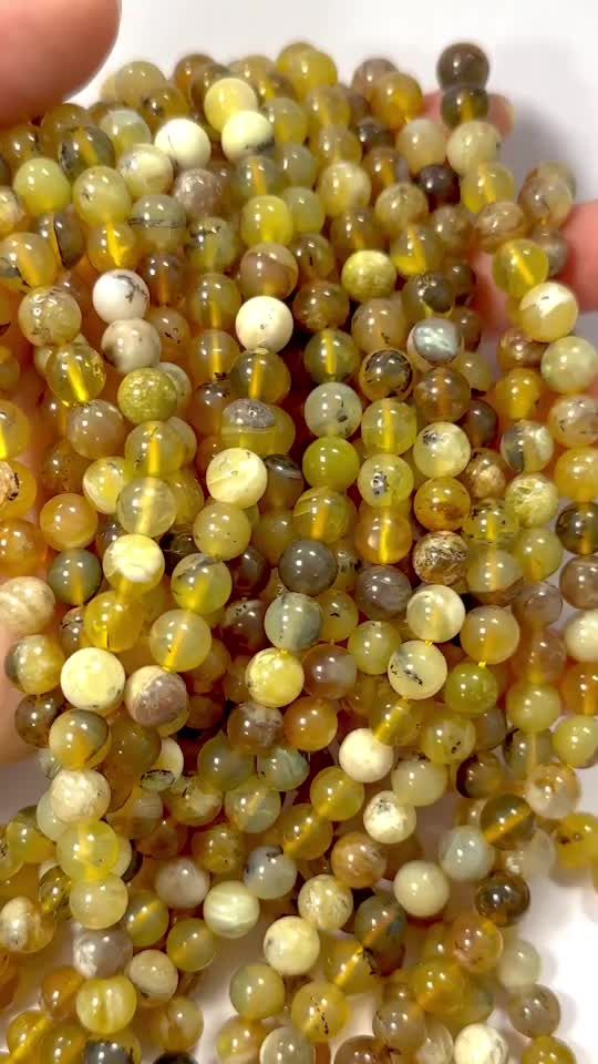 Yellow Opal A 8mm pearls on string