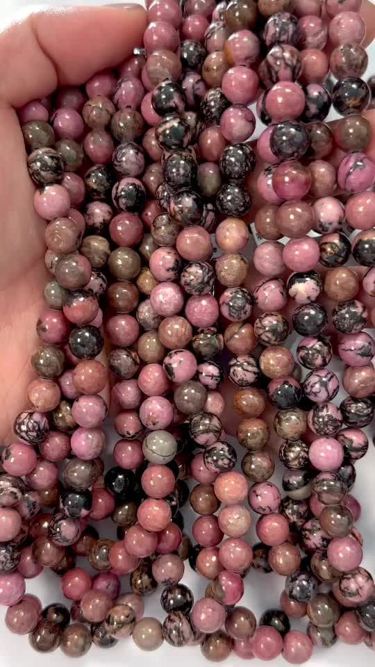 Rhodonite 8mm pearls on string