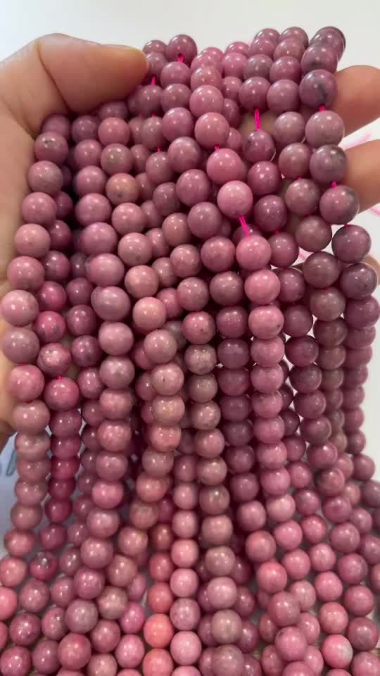 Rhodonite A 8mm pearls on string