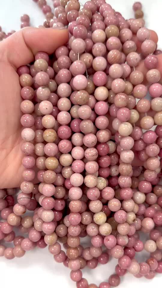 Australian Rhodonite A 8mm pearls on string