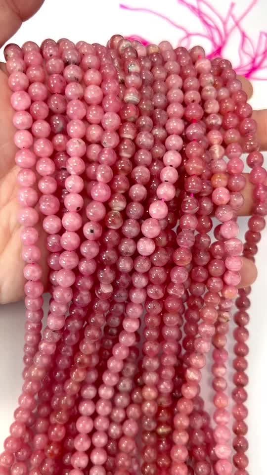 Rhodochrosite AAA 6-7mm pearls on string