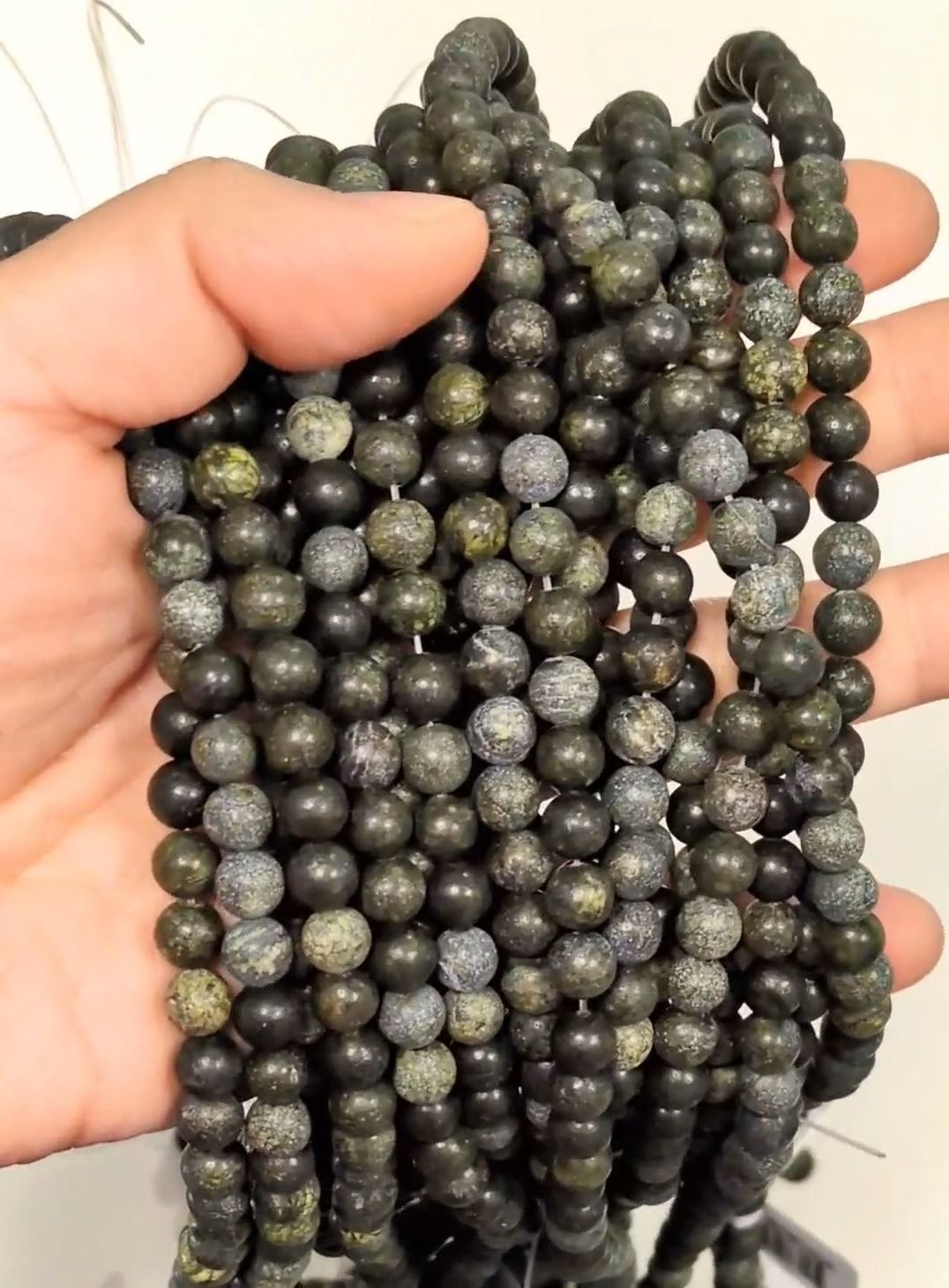 Serpentine Peruvian beads, 6mm, on a 40cm thread