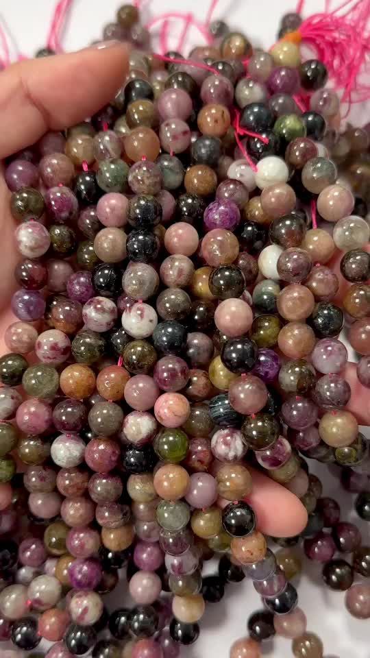 A grade multicolor Turmaline A 8mm pearls on string
