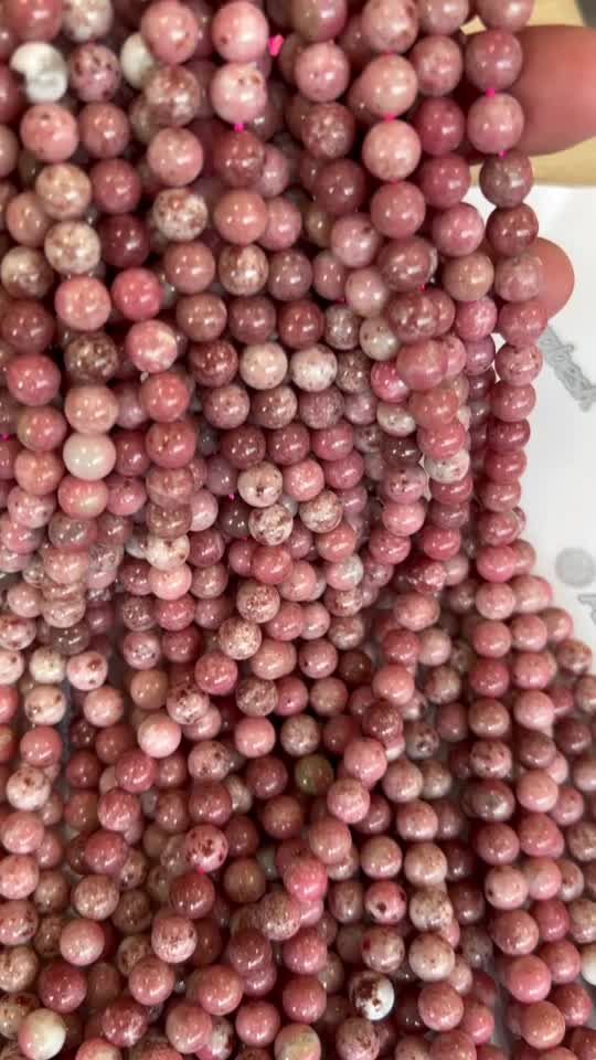 Thulite A 8mm pearls on string