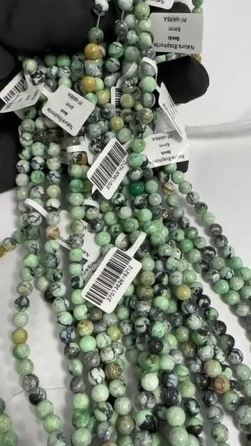 Variscite A 6mm pearls on string