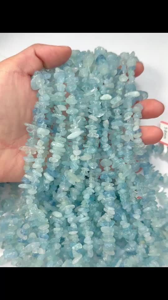 Aquamarine AA chips 5-8mm on a 80cm thread