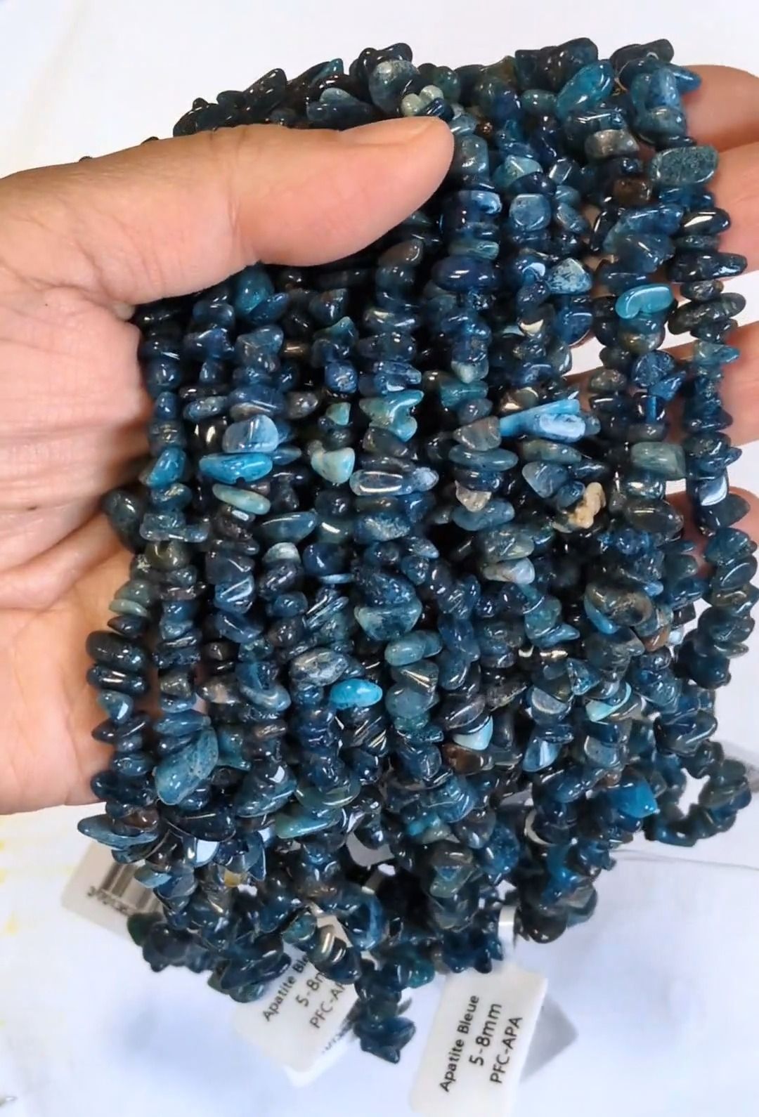 Blue Apatite Chips 3-8mm on a 80cm thread