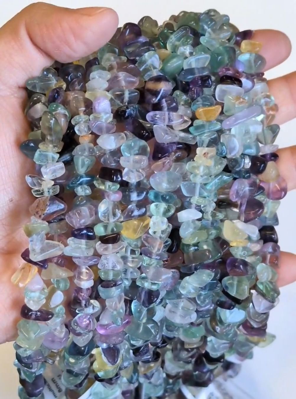 Multicolored AA Fluorite Chips 3-8mm on 80cm Wire