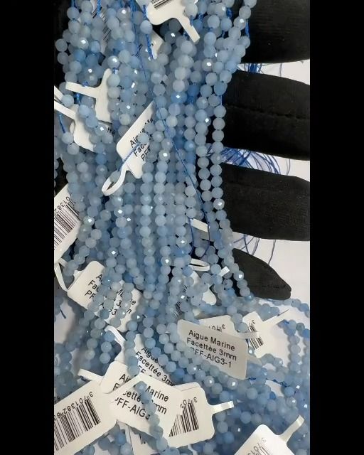 Faceted Aquamarine A beads 3mm on 40cm wire