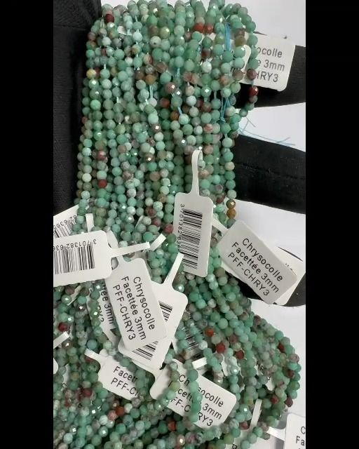 Faceted Chrysocolla A 3mm beads on 40cm wire