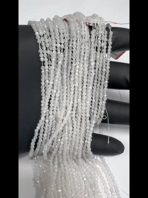 Faceted White Moonstone AA 3mm beads on 40cm wire