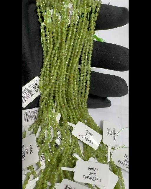 Faceted Peridot A beads 3mm on 40cm wire
